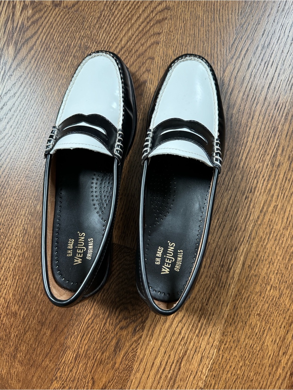 G.H. Bass & Co. Black and White Women's Penny Loafers
